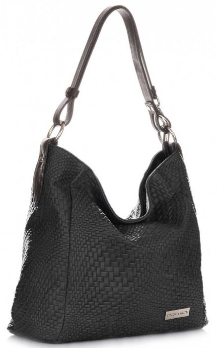GEANȚĂ DIN PIELE shopper bag Vittoria Gotti negru V2054