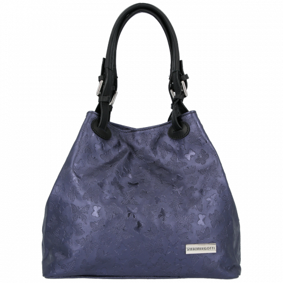 GEANȚĂ DIN PIELE shopper bag Vittoria Gotti bleumarin V2053