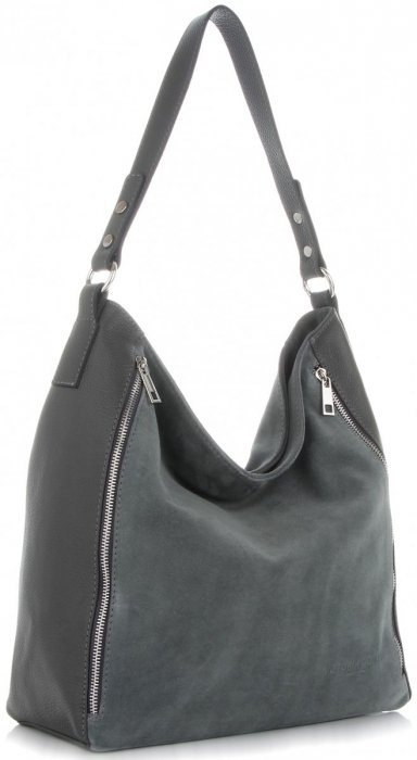 GEANȚĂ DIN PIELE shopper bag Vittoria Gotti gri V3368