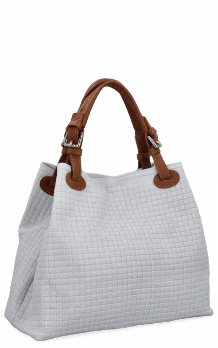 GENȚĂ DIN PIELE shopper bag Vittoria Gotti alb 2269-Jbiru