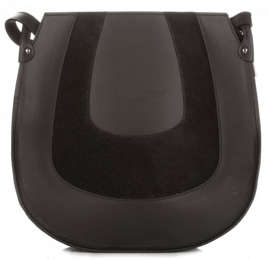 GEANȚĂ DIN PIELE tip poștaș Vittoria Gotti negru V8607