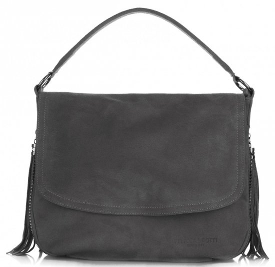 GEANȚĂ DIN PIELE tip poștaș Vittoria Gotti gri V5022