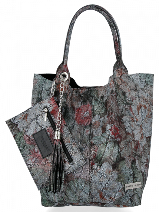 GEANȚĂ DIN PIELE shopper bag Vittoria Gotti negru VG91