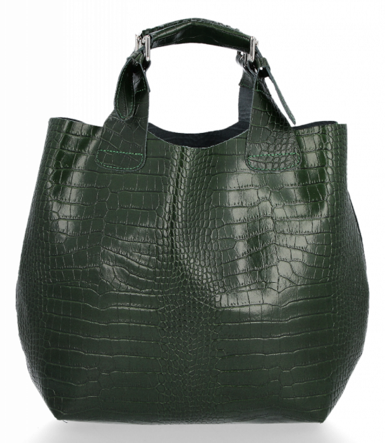 GEANȚĂ DIN PIELE shopper bag Vittoria Gotti verde de sticlă VG804