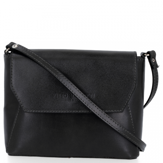 GEANȚĂ DIN PIELE tip poștaș Vittoria Gotti negru V2000