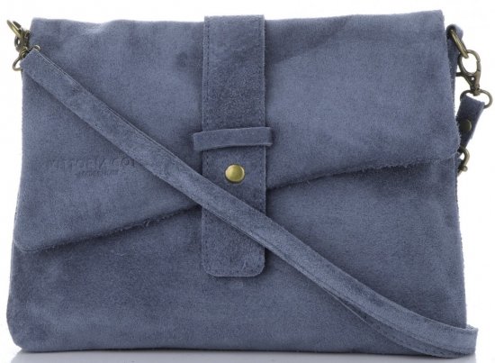 GEANȚĂ DIN PIELE tip poștaș Vittoria Gotti indigo V2003