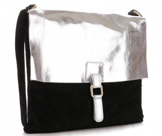GEANȚĂ DIN PIELE tip poștaș Genuine Leather negru 50724