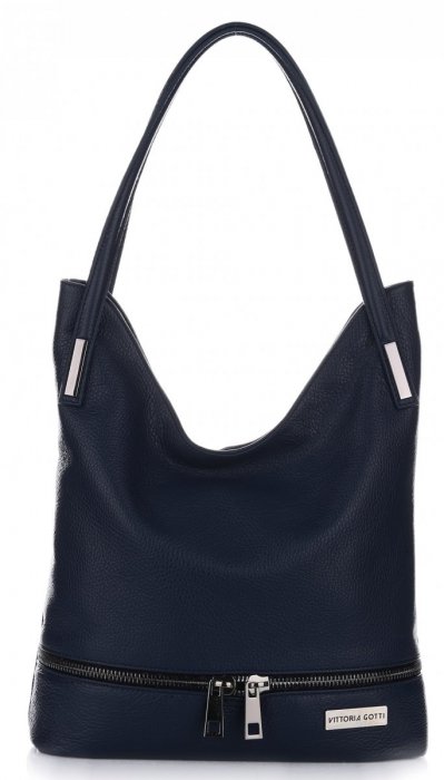 GEANȚĂ DIN PIELE universală Vittoria Gotti bleumarin V1766