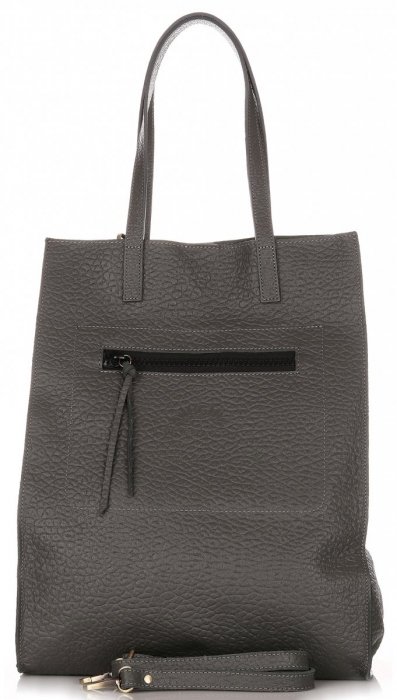 GEANȚĂ DIN PIELE shopper bag Vittoria Gotti grafit V8622