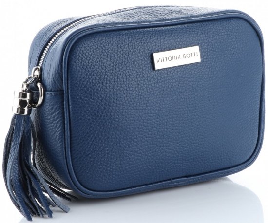 Kožené kabelka listonoška Vittoria Gotti tmavo modrá V3288