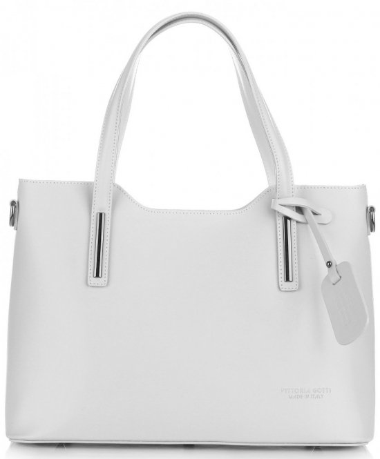 Kožené kabelka aktovka Vittoria Gotti svetlo šedá V8066