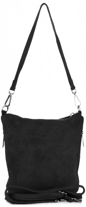 Kožené kabelka listonoška Genuine Leather čierna 85A