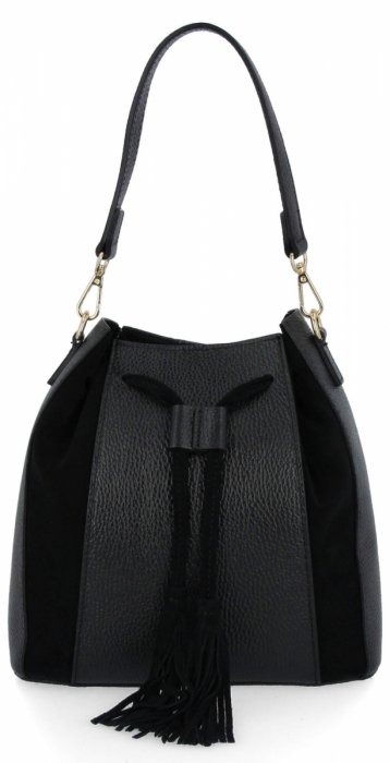 Módna kožená taška v boho štýle 665-Z čierna