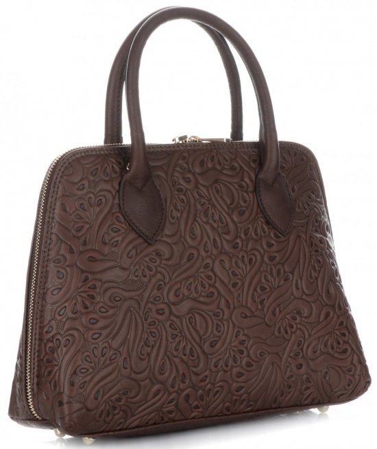 Kožené kabelka kufrík Genuine Leather čokoládová 80032