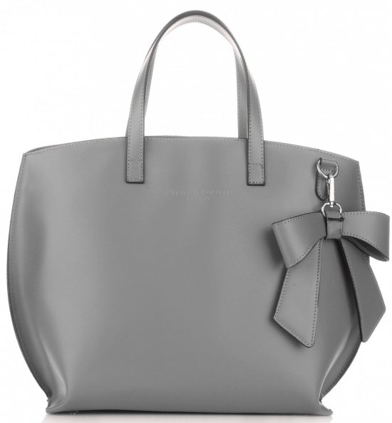 Kožené kabelka shopper bag Vittoria Gotti šedá V6D BIGsz