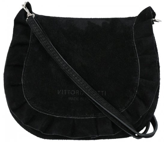 Kožené kabelka listonoška Vittoria Gotti čierna V5998