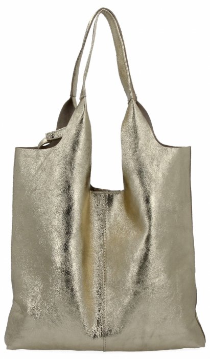 Talianska Kožená Kabelka Shopper Bag s Kozmetickou 165 Zlatá