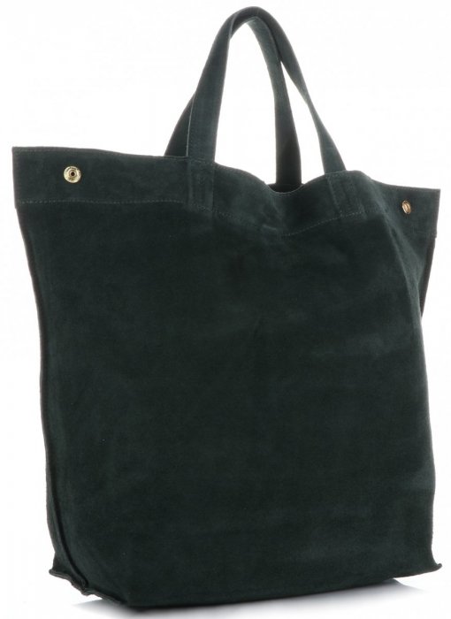 Kožené kabelka shopper bag Vera Pelle fľašková zelená A19