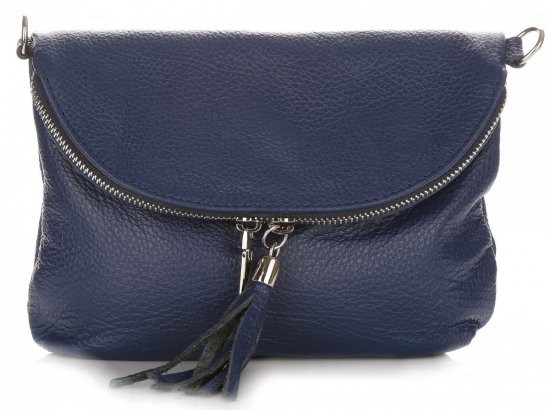 Kožené kabelka listonoška Vera Pelle tmavo modrá E9