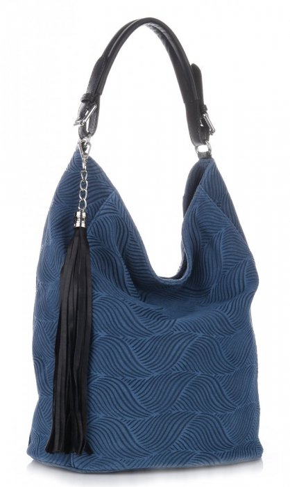 Kožené kabelka shopper bag Genuine Leather modrá G100