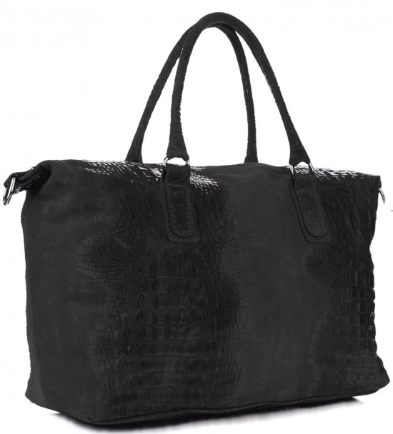 Kožené kabelka kufrík Genuine Leather čierna 1175