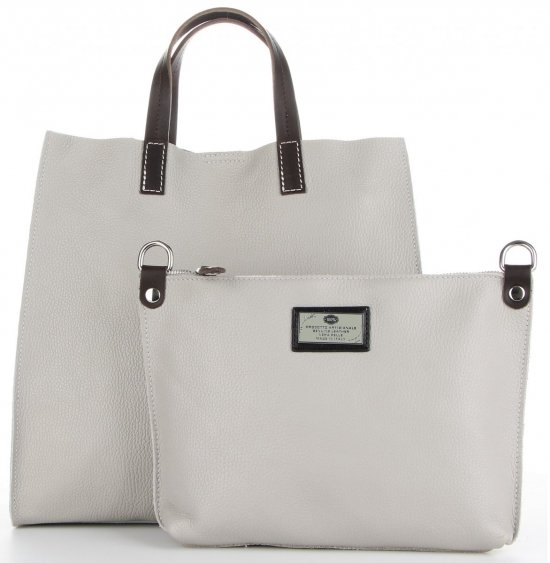 Kožené kabelka univerzálna Genuine Leather svetlo šedá 691756