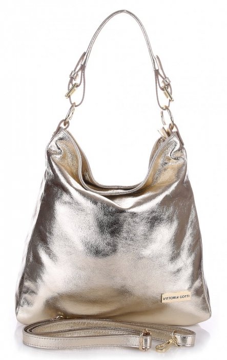 Kožené kabelka shopper bag Vittoria Gotti zlatá V4