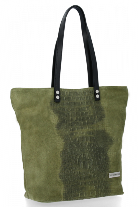 Kožené kabelka shopper bag Vittoria Gotti zelená V2380