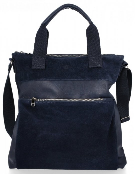 Kožené kabelka univerzálna Roberto Ricci tmavo modrá 012