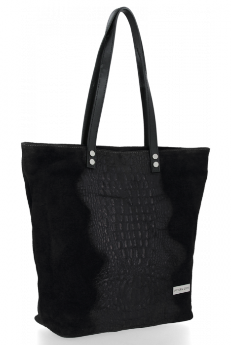 Kožené kabelka shopper bag Vittoria Gotti čierna V2380