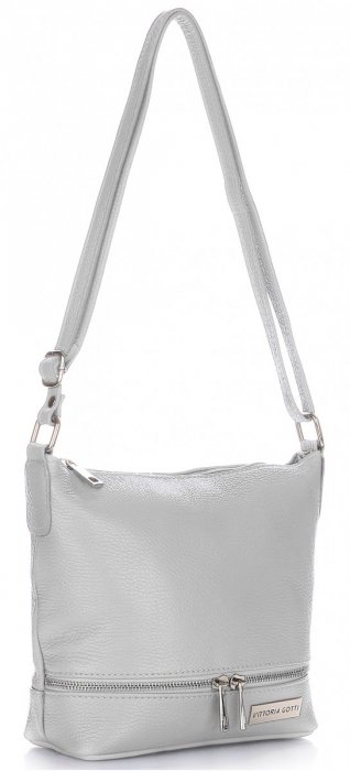 Kožené kabelka listonoška Vittoria Gotti svetlo šedá V60