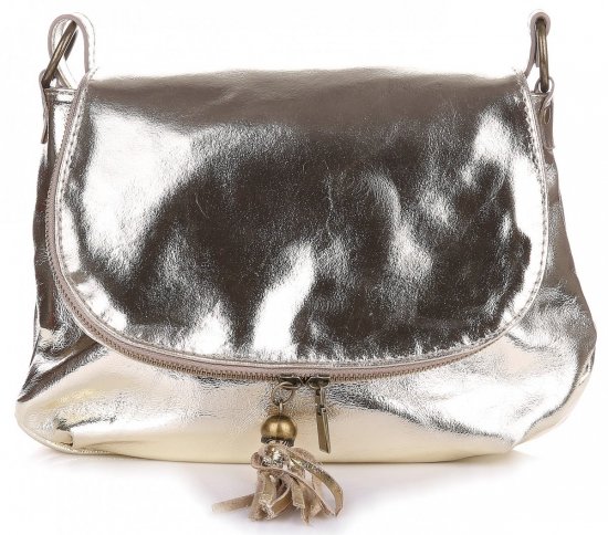 Kožené kabelka listonoška Genuine Leather zlatá A3