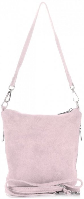 Kožené kabelka listonoška Genuine Leather púdrová ružová 85A