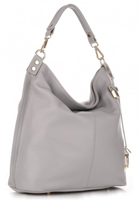 Kožené kabelka shopper bag Vittoria Gotti svetlo šedá V8047