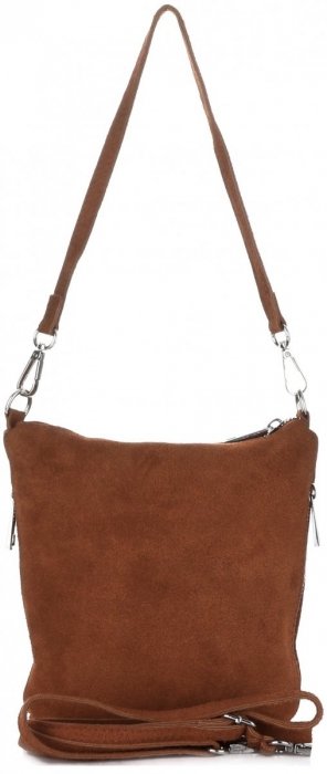 Kožené kabelka listonoška Genuine Leather hnedá 85A