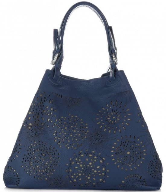 Kožené kabelka shopper bag Vittoria Gotti tmavo modrá V8913