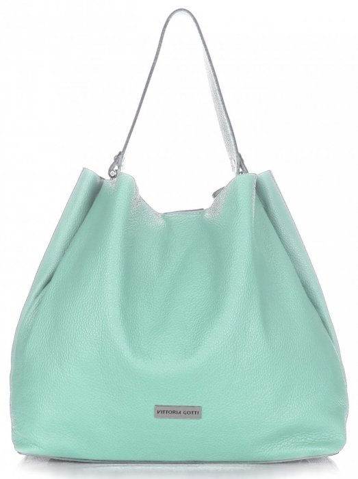 Kožené kabelka shopper bag Vittoria Gotti mätová V230