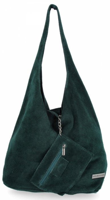 Kožené kabelka shopper bag Vittoria Gotti fľašková zelená V8802