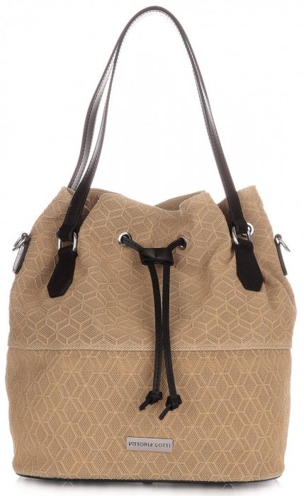 Dámska kabelka shopper bag Vittoria Gotti tmavo béžová V1005