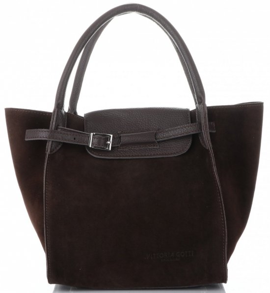 Kožené kabelka kufrík Vittoria Gotti čokoládová V8101