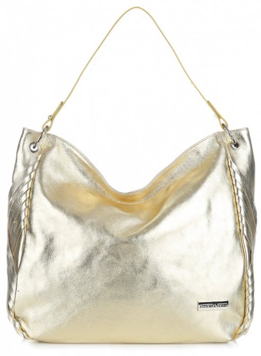 Kožené kabelka shopper bag Vittoria Gotti zlatá V8818