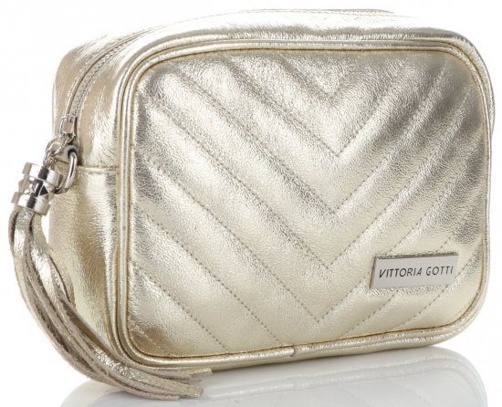 Kožené kabelka listonoška Vittoria Gotti zlatá V3288K