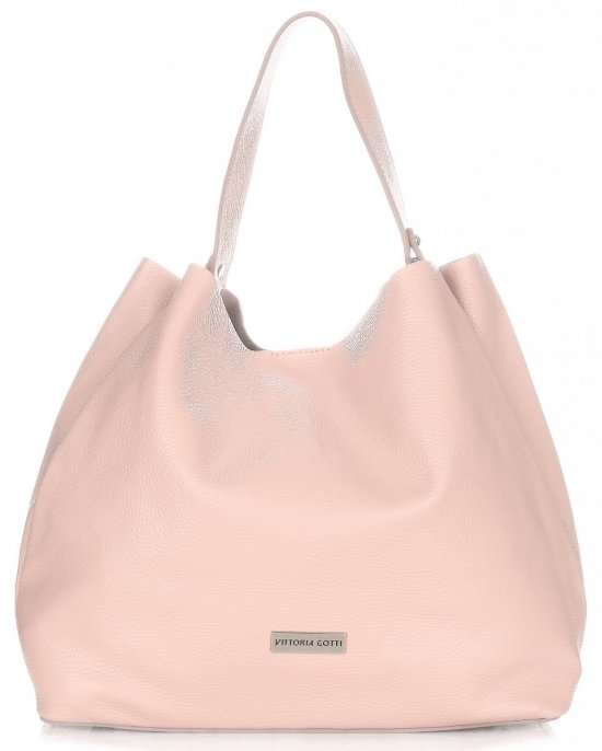 Kožené kabelka shopper bag Vittoria Gotti púdrová ružová V230