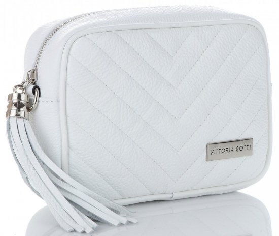 Kožené kabelka listonoška Vittoria Gotti biela V3288K