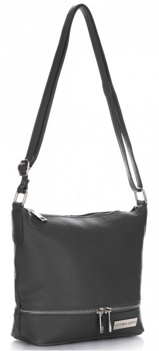 Kožené kabelka listonoška Vittoria Gotti čierna V60