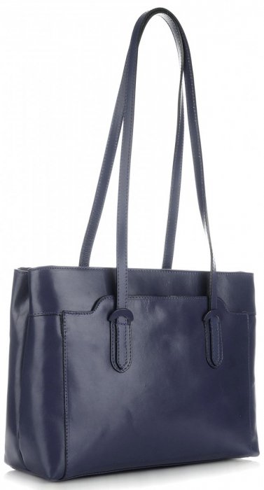 Kožené kabelka klasická Vera Pelle tmavo modrá 9118