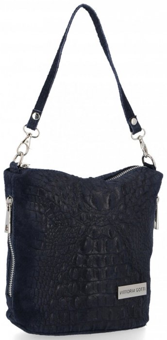 Kožené kabelka listonoška Vittoria Gotti tmavo modrá VT4COCO