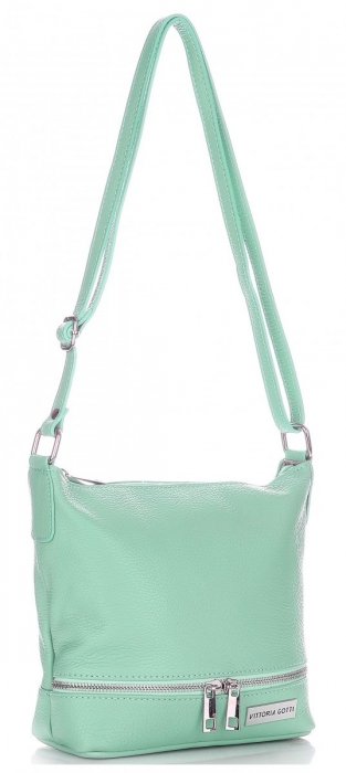 Kožené kabelka listonoška Vittoria Gotti mätová V60