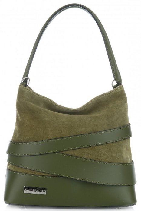 Kožené kabelka univerzálna Vittoria Gotti fľašková zelená V26