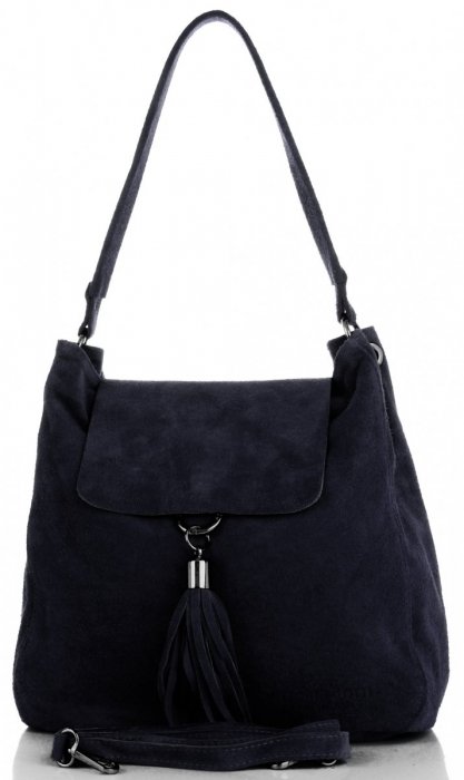 Kožené kabelka univerzálna Vittoria Gotti tmavo modrá V5187C